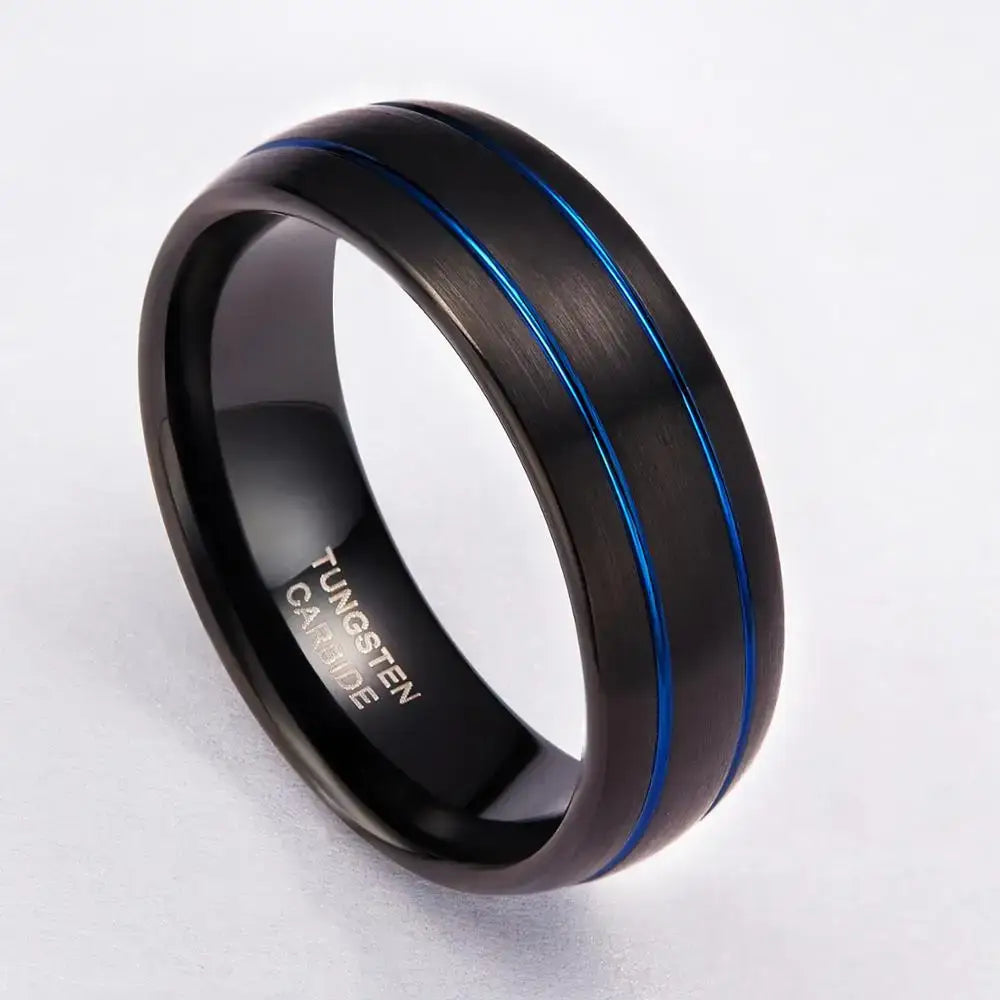 8mm Black Dome Tungsten Ring - rings