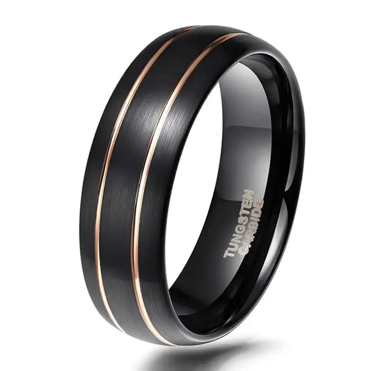 8mm Black Dome Tungsten Ring - rings