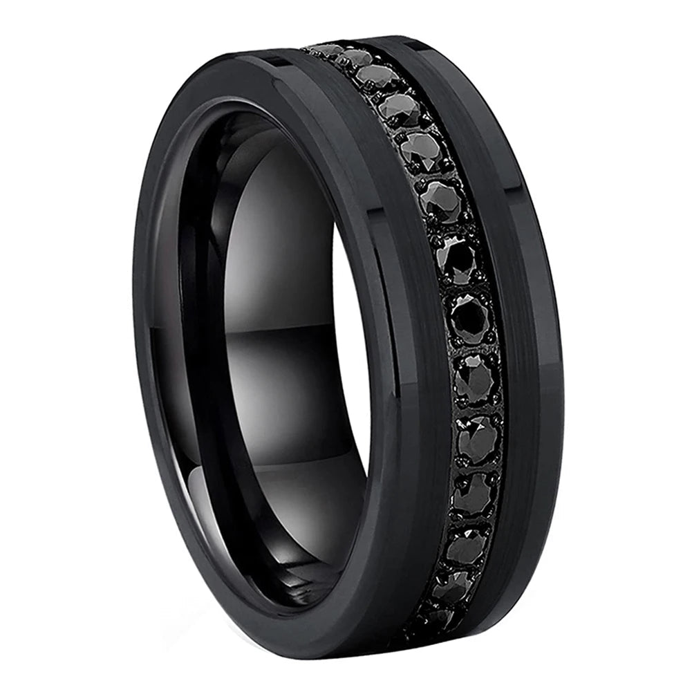 Black Tungsten Engagement Ring