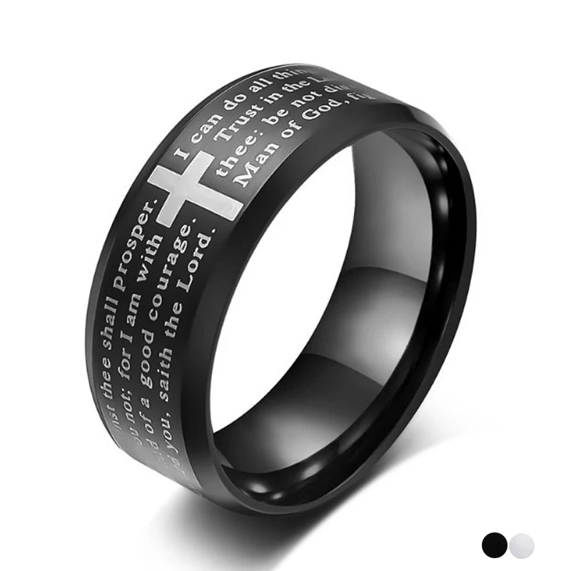 Black Tungsten Cross Ring