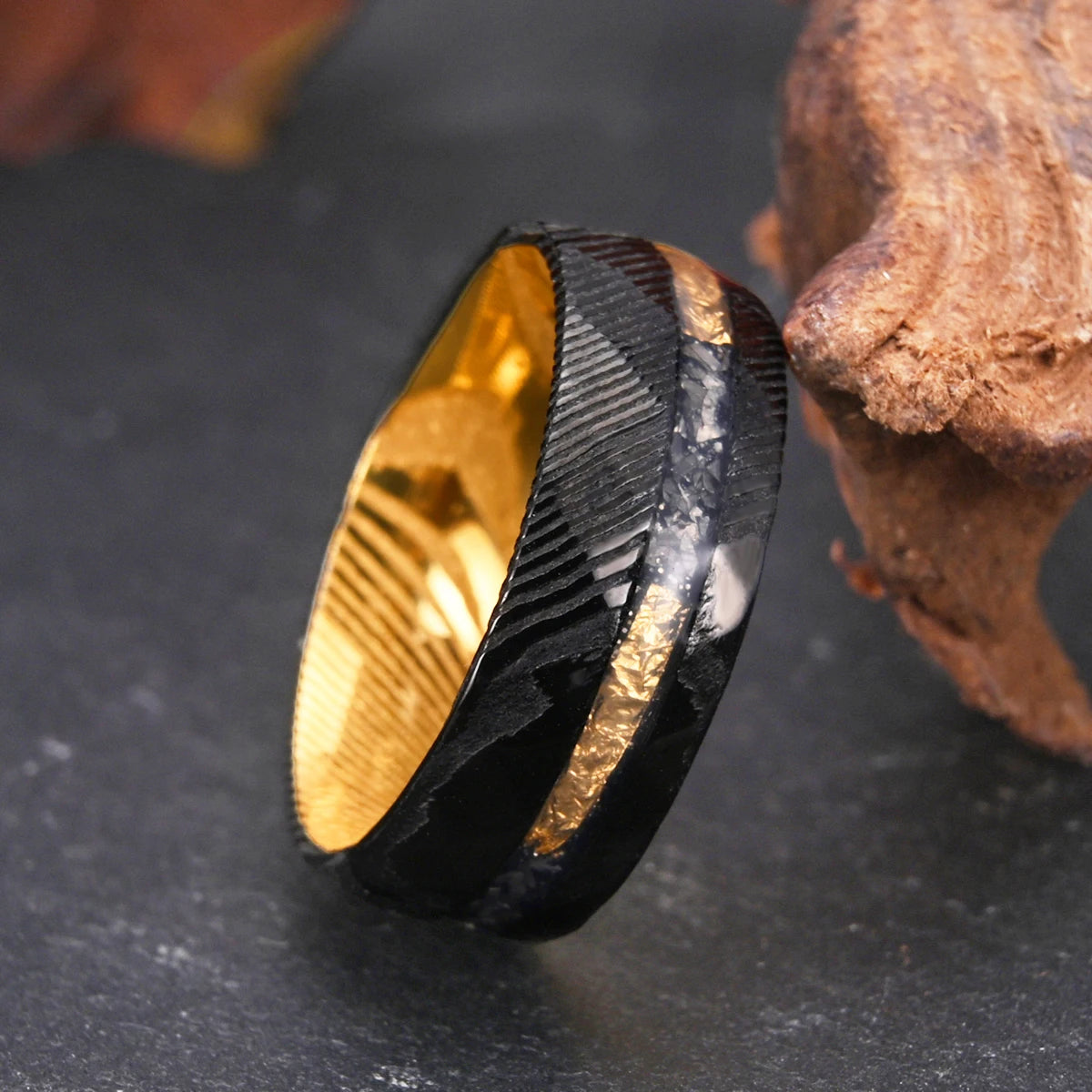 Damascus Steel Engagement Ring