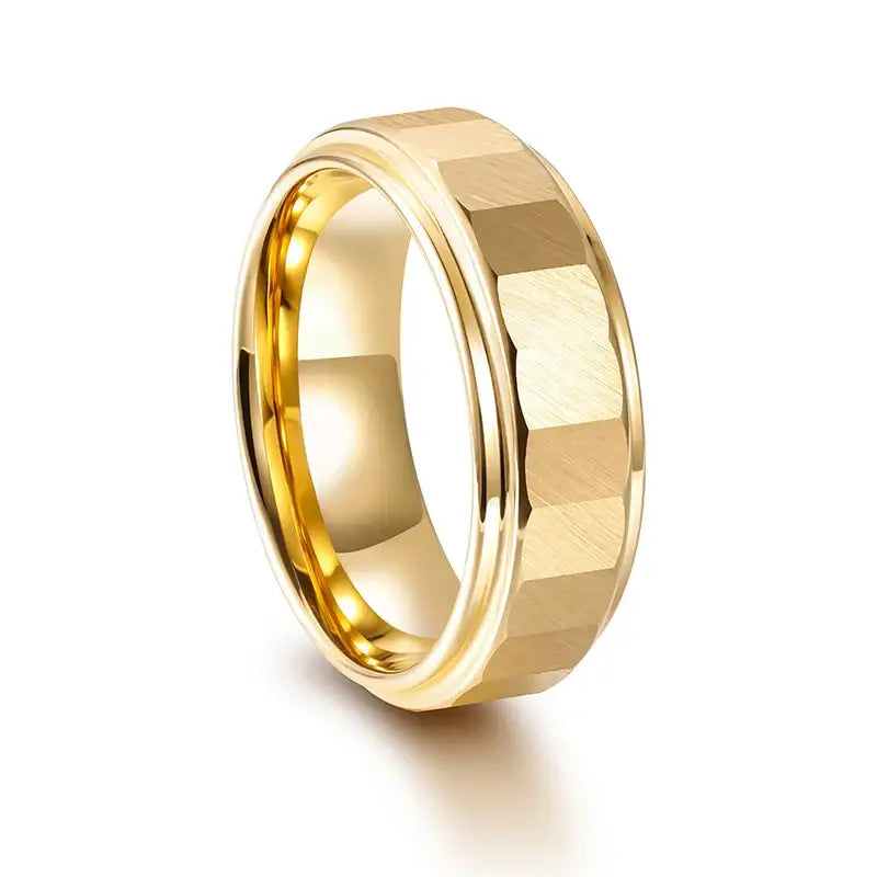 Brushed Gold Tungsten Ring - rings