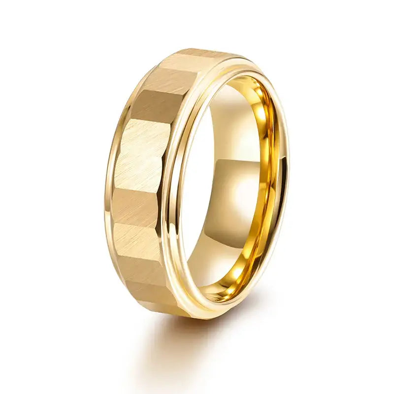 Brushed Gold Tungsten Ring - rings