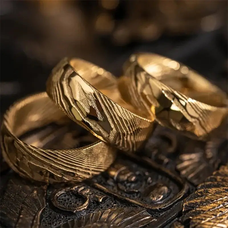 Damascus Gold Wedding Ring - rings