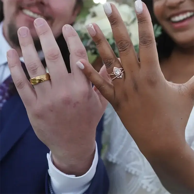 Damascus Gold Wedding Ring - rings