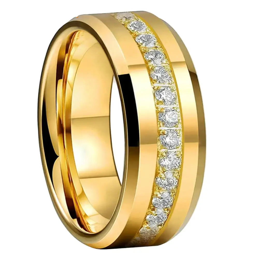 Tungsten Ring with Stones - Gold / 13 - rings