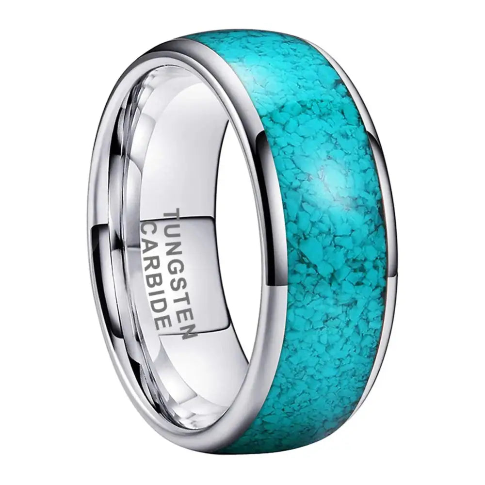 Tungsten Turquoise Ring - 8mm / 6 - rings