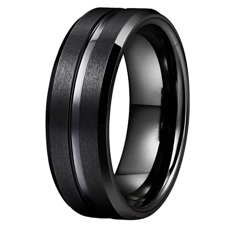 8MM Black Tungsten Ring - black / 13