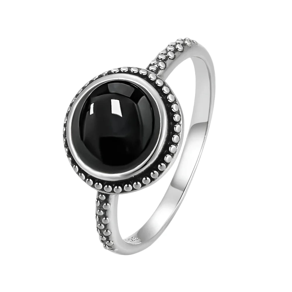 925 Silver Black Onyx Ring - 9