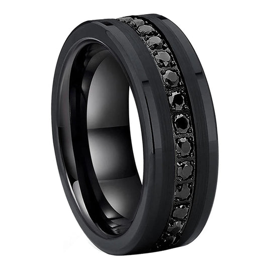 Black Tungsten Engagement Ring