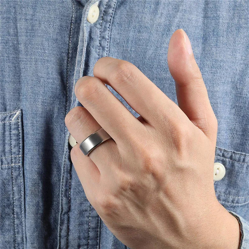 Silver Titanium Mens Ring