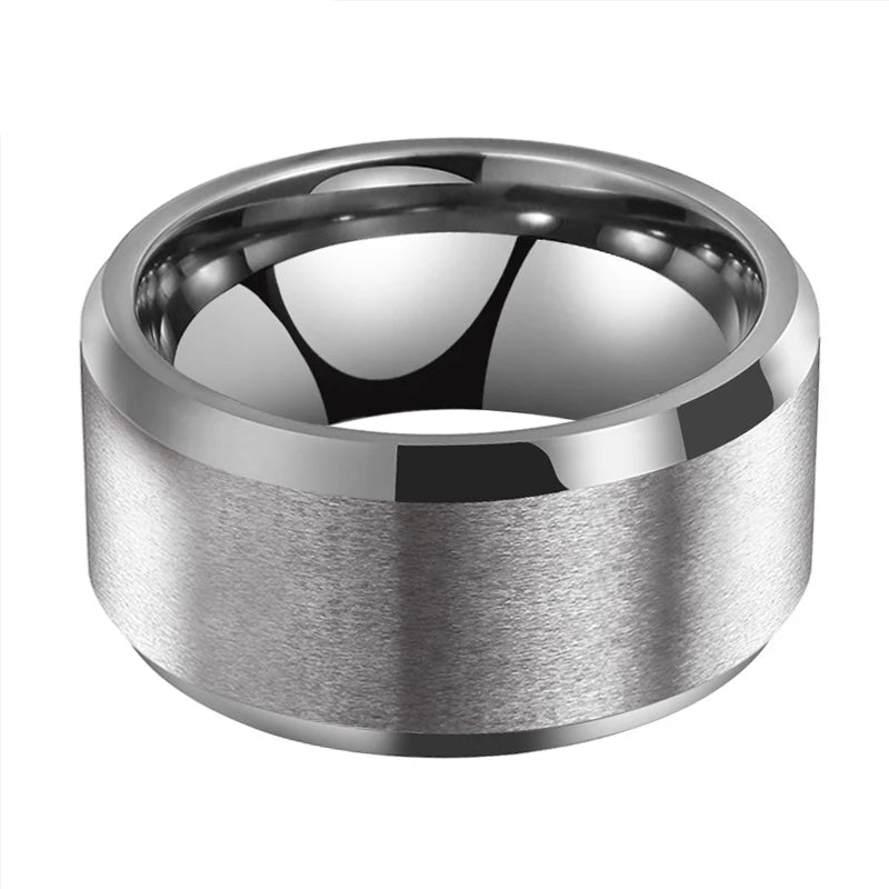 12mm Silver Tungsten Carbide Ring