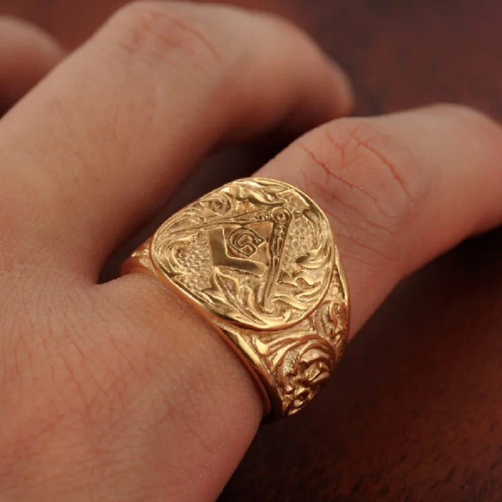 Gold Freemason Ring