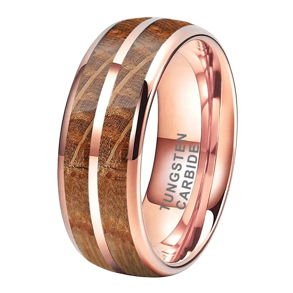 Rose Gold Wood Inlay Ring