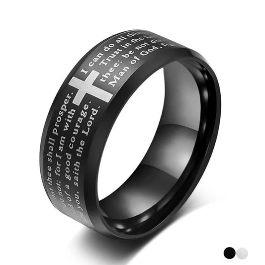 Black Tungsten Cross Ring