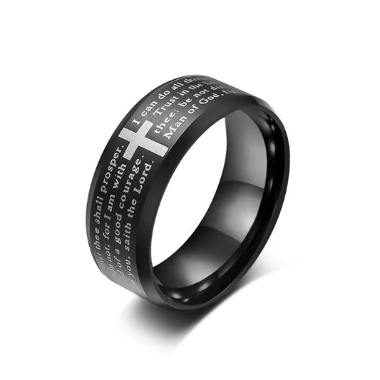 Black Tungsten Cross Ring