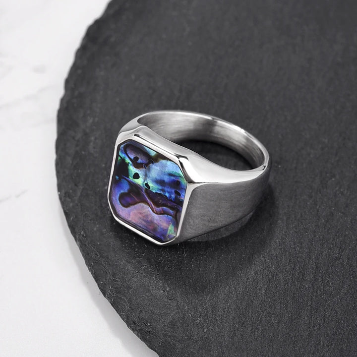 Silver abalone ring