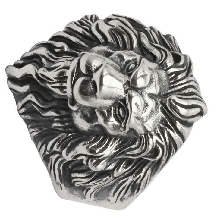 Silver Lion Head Ring