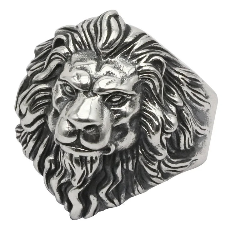 Silver Lion Head Ring