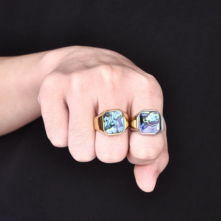 Silver abalone ring