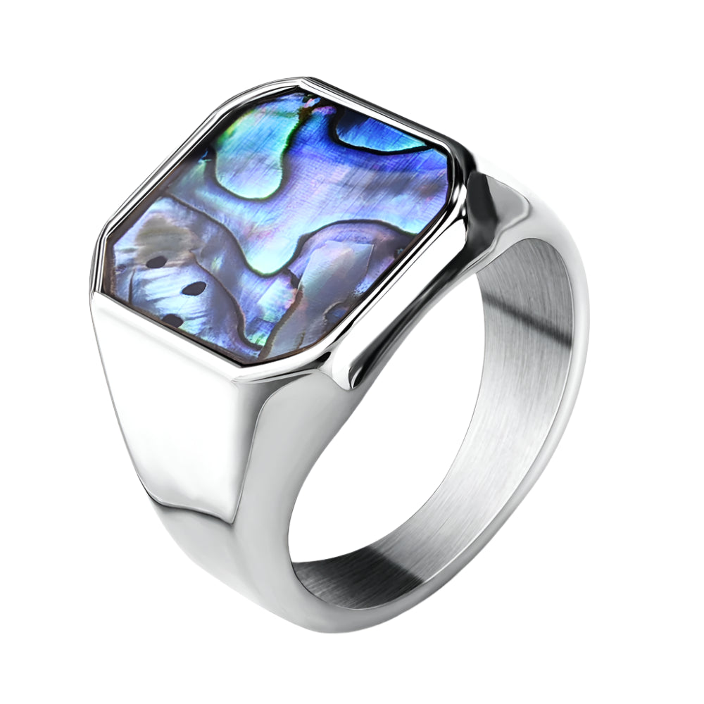 Silver abalone ring