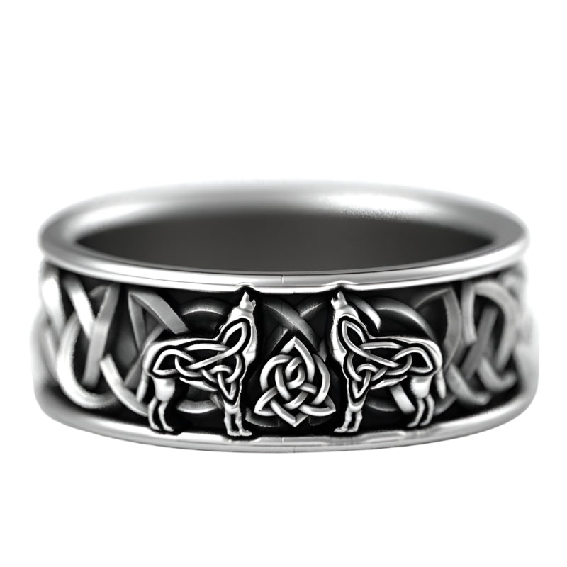 Sterling Silver Wolf Ring