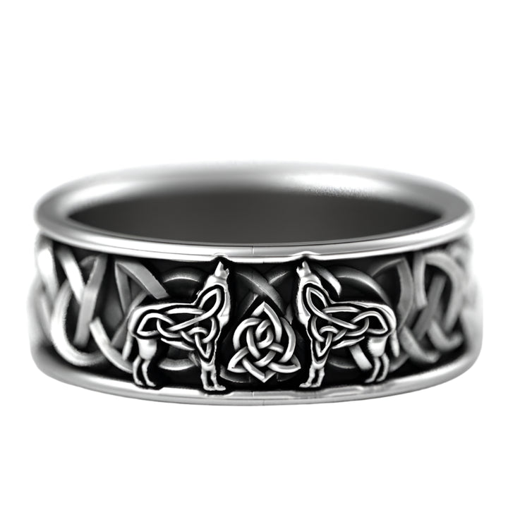Sterling Silver Wolf Ring