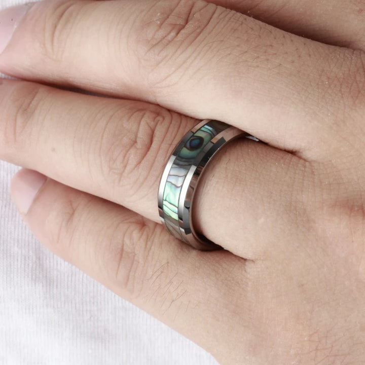 Tungsten Carbide Abalone shell Ring