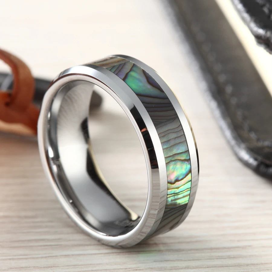 Tungsten Carbide Abalone shell Ring