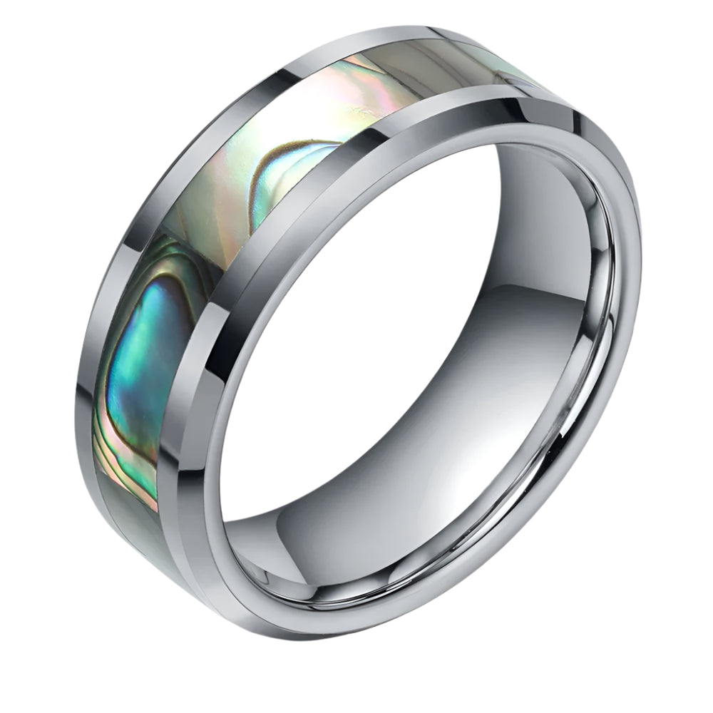Tungsten Carbide Abalone Ring