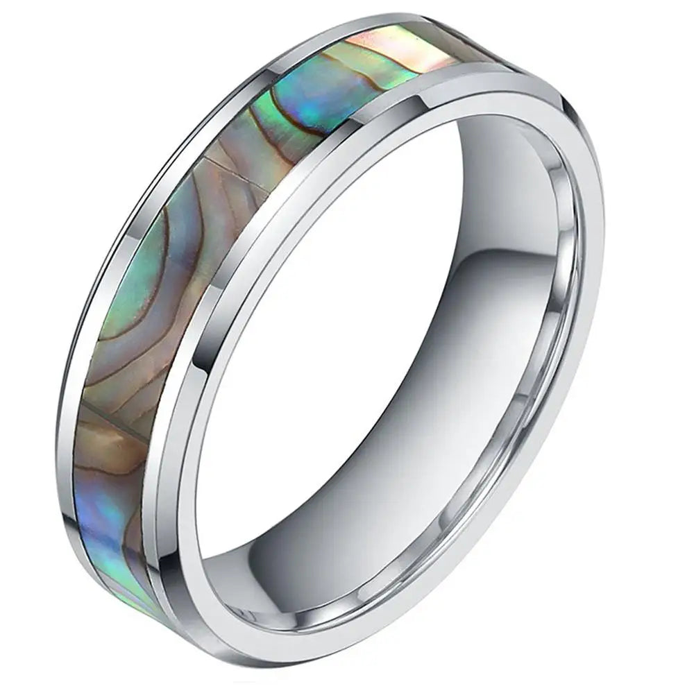 Tungsten Carbide Abalone Ring