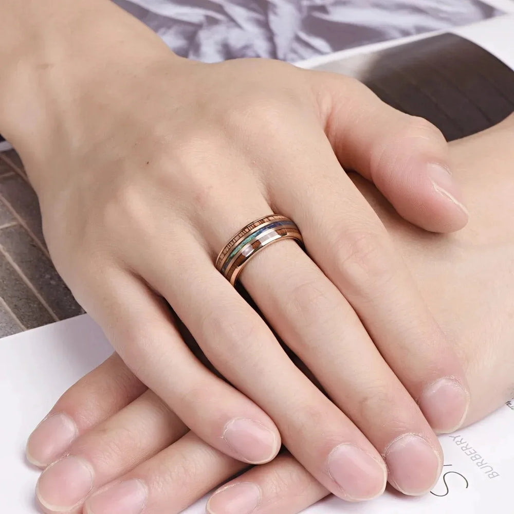 Koa Wood Abalone Ring