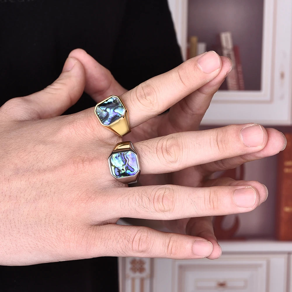 Silver abalone ring