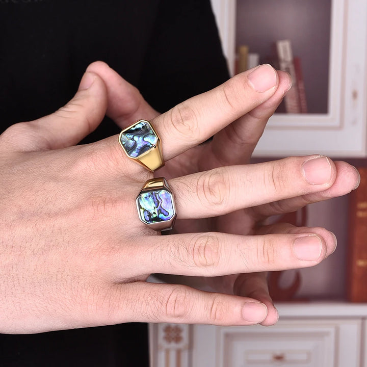 Silver abalone ring