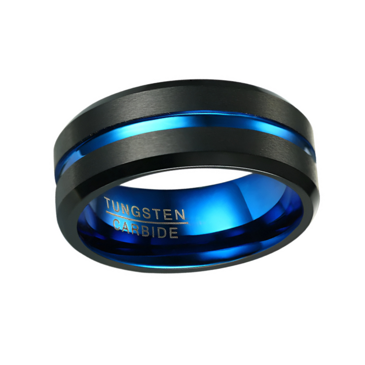 Black and Blue Tungsten Ring