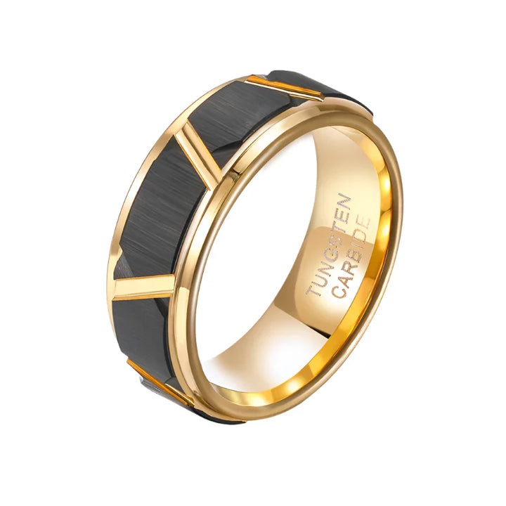 black and gold tungsten ring