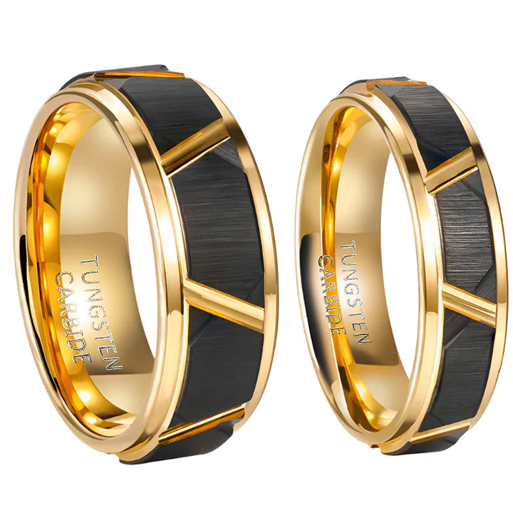 black and gold tungsten ring