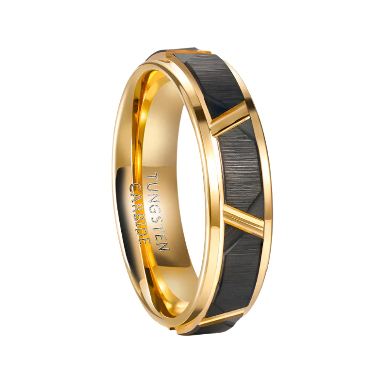black and gold tungsten ring