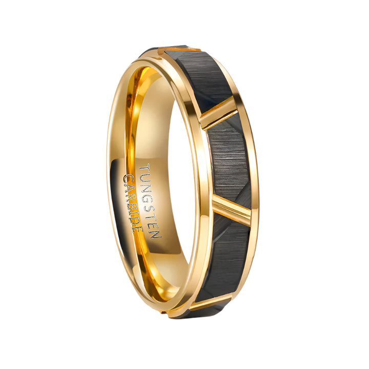 black and gold tungsten ring