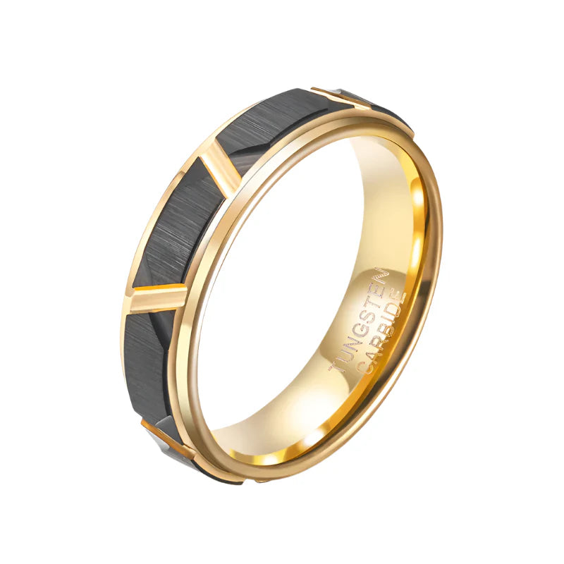 black and gold tungsten ring