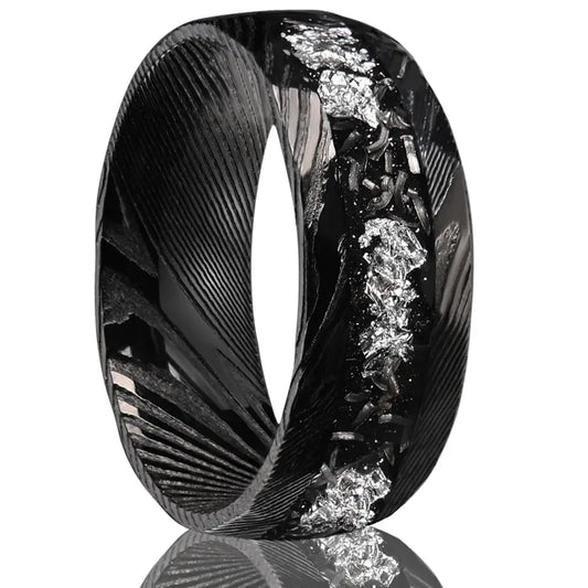 Black Damascus Ring - 13 - rings
