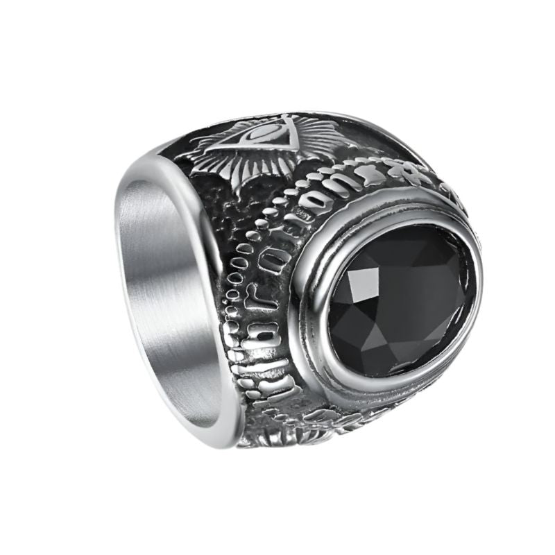 black onyx freemason ring