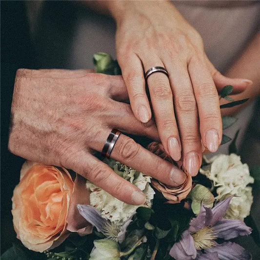 Black Rose Gold Tungsten Ring - rings
