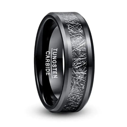 Black Tungsten Meteorite Ring - 8mm / 12 - rings