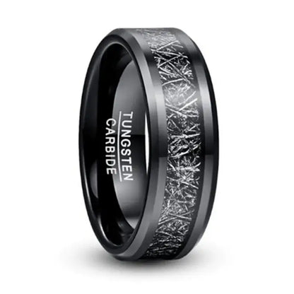 Black Tungsten Meteorite Ring - rings