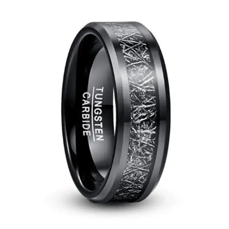 Black Tungsten Meteorite Ring - rings