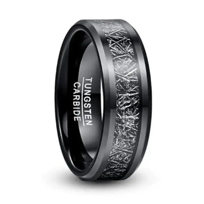 Black Tungsten Meteorite Ring - rings