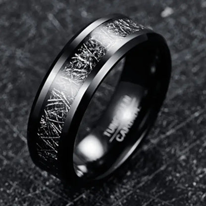 Black Tungsten Meteorite Ring - rings