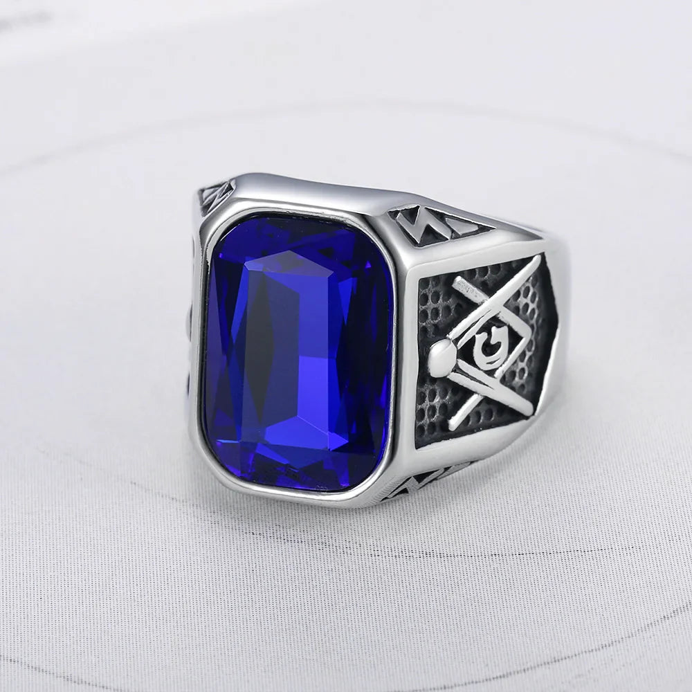 Blue Stone Masonic Ring