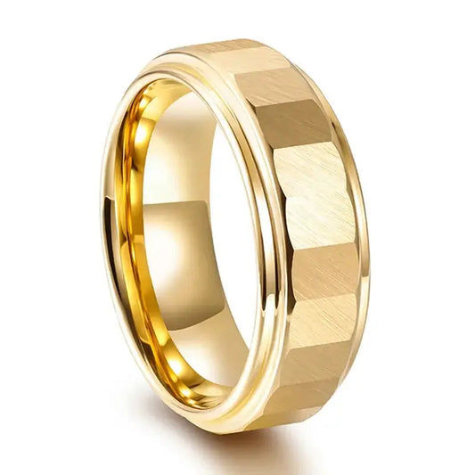 Brushed Gold Tungsten Ring - rings